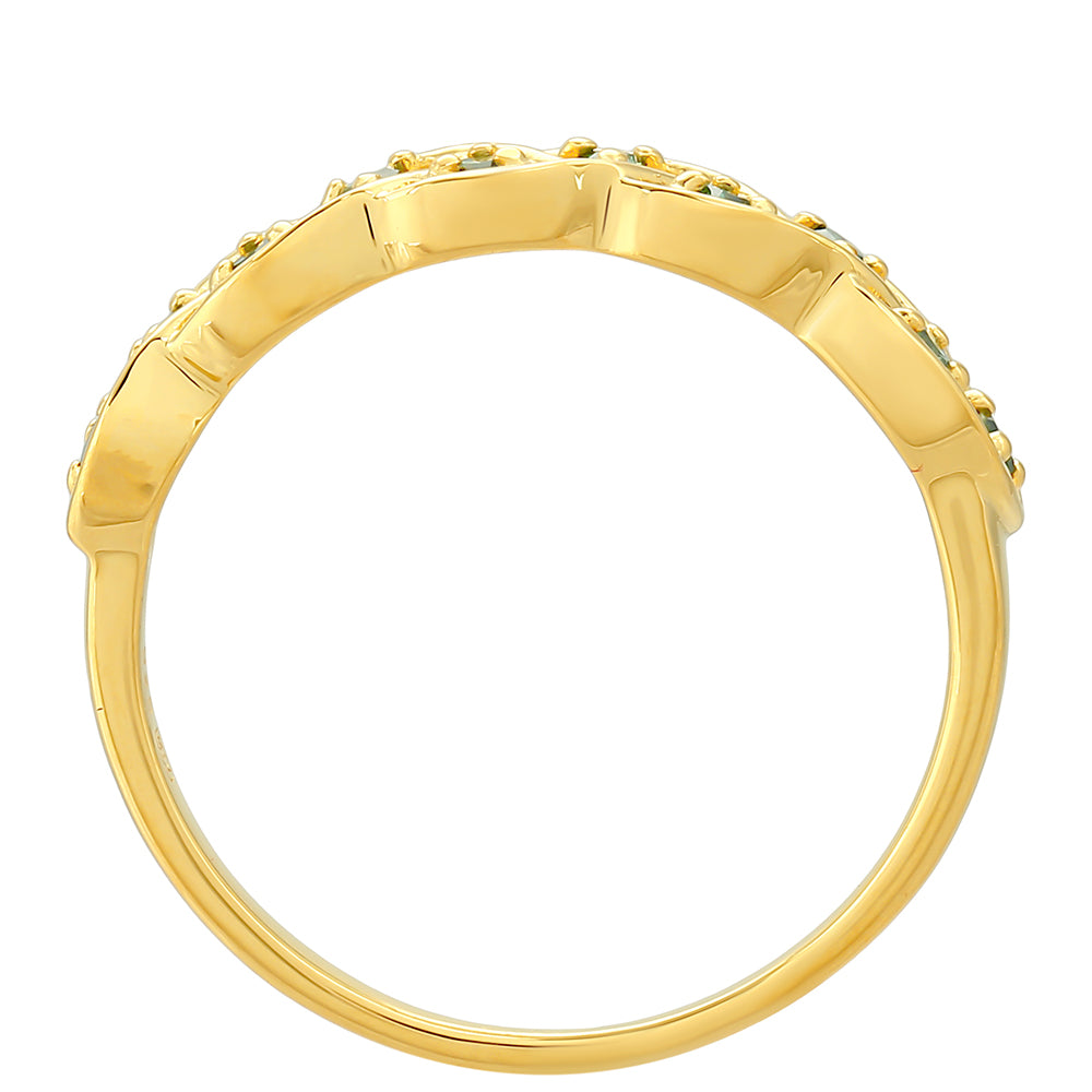 Inel din Argint 925 Placat cu Aur ( 1.96 grame ) cu Diamant Verde 0.16 Carate