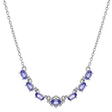 Colier din Argint 925 ( 4.65 grame ) cu Tanzanit AAA și Topaz Alb 1.86 Carate