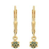 Cercei din Argint 925 Placat cu Aur ( 1 grame ) cu Diamant Verde 0.08 Carate