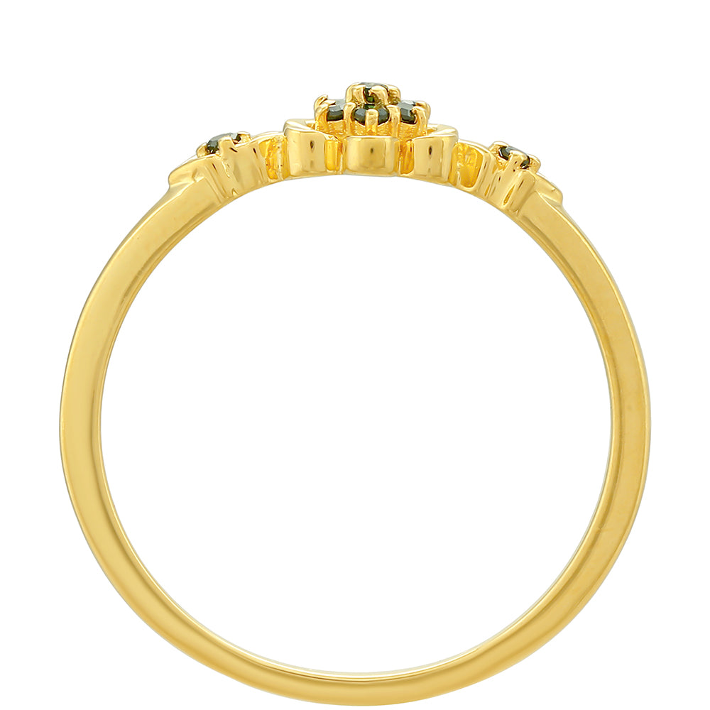 Inel din Argint 925 Placat cu Aur ( 1.58 grame ) cu Diamant Verde 0.06 Carate