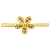 Inel din Argint 925 Placat cu Aur ( 1.84 grame ) cu Diamant Verde 0.05 Carate