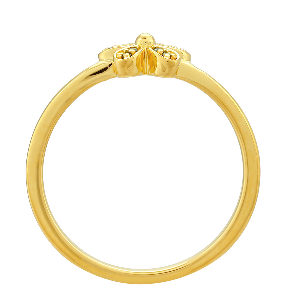 Inel din Argint 925 Placat cu Aur ( 1.84 grame ) cu Diamant Verde 0.05 Carate