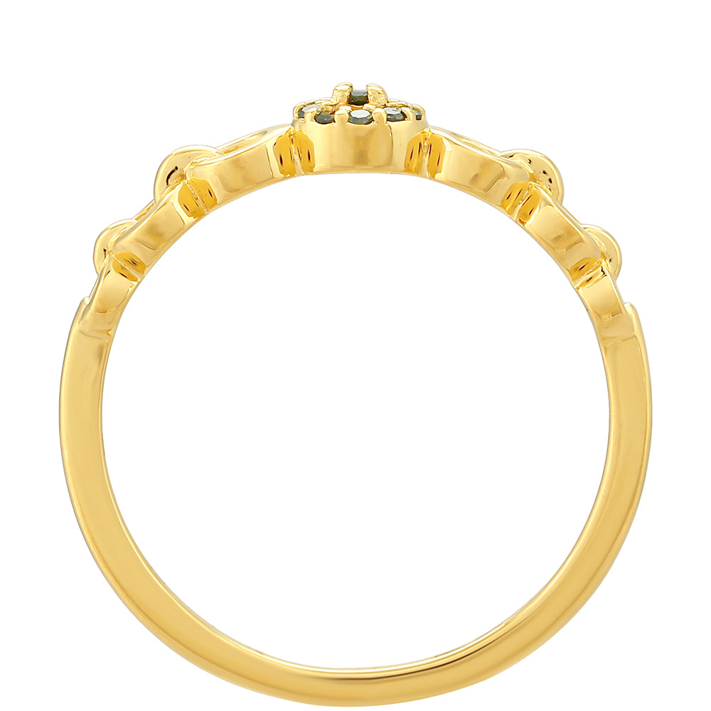 Inel din Argint 925 Placat cu Aur ( 1.48 grame ) cu Diamant Verde 0.05 Carate