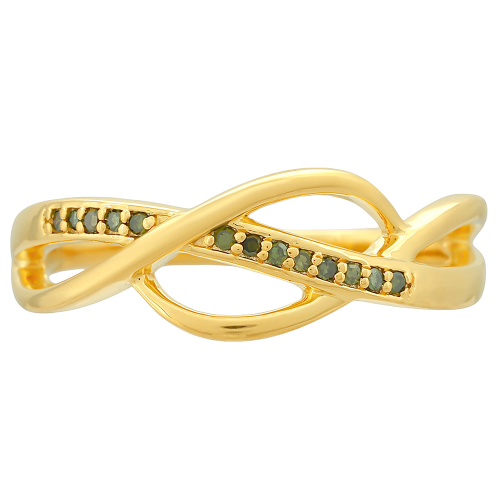 Inel din Argint 925 Placat cu Aur ( 2.52 grame ) cu Diamant Verde 0.05 Carate