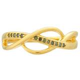 Inel din Argint 925 Placat cu Aur ( 2.52 grame ) cu Diamant Verde 0.05 Carate