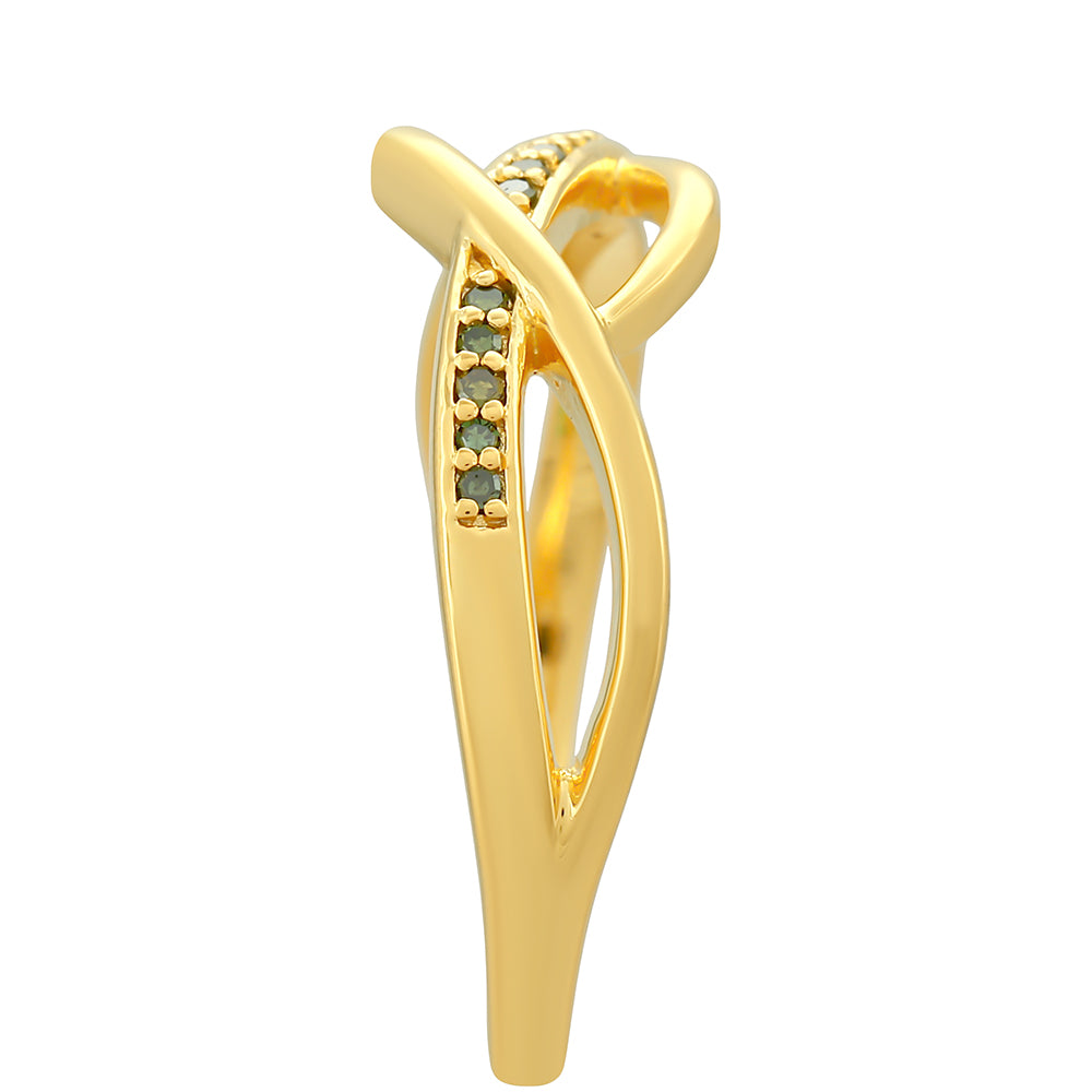 Inel din Argint 925 Placat cu Aur ( 2.52 grame ) cu Diamant Verde 0.05 Carate