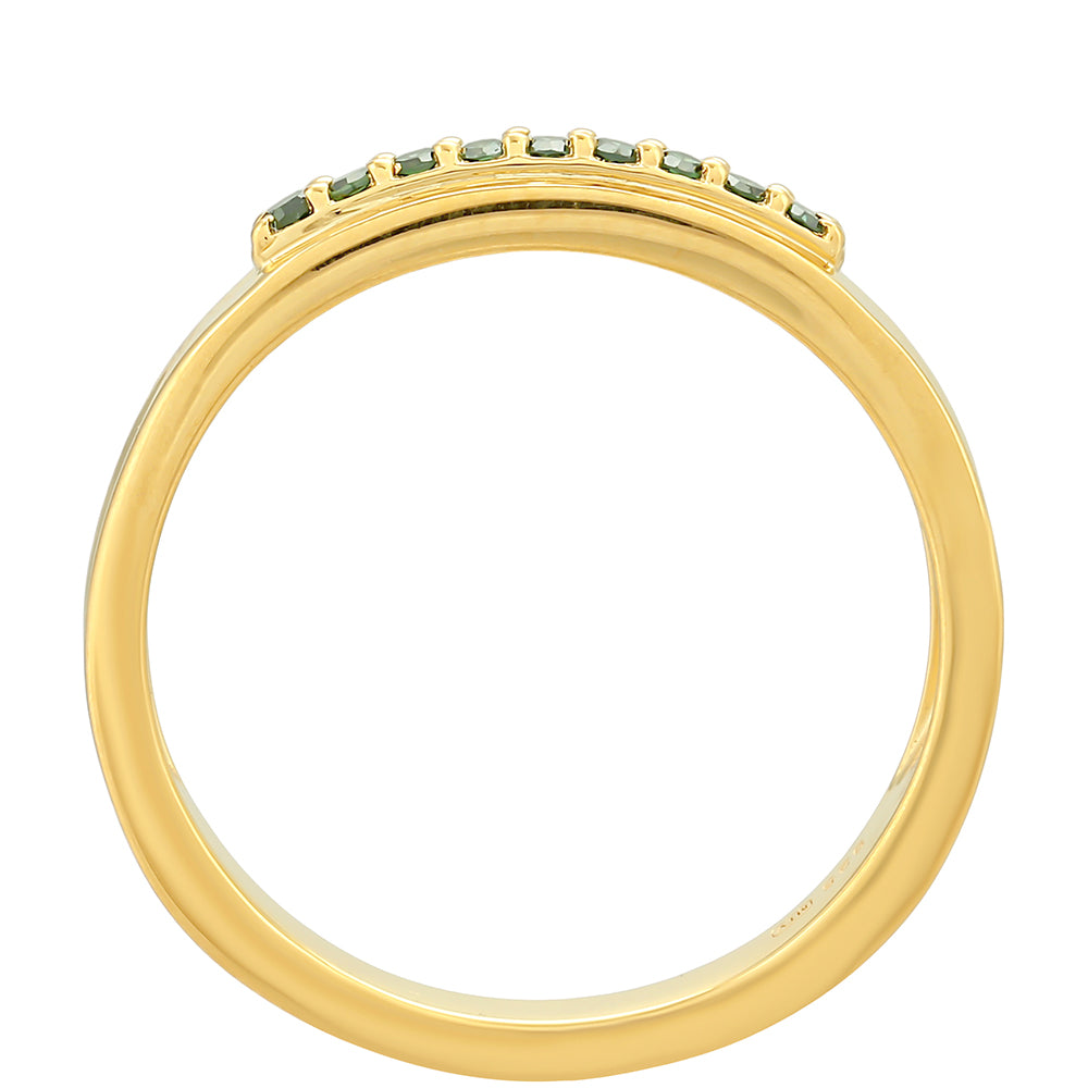 Inel din Argint 925 Placat cu Aur ( 2.27 grame ) cu Diamant Verde 0.09 Carate
