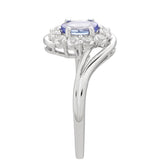 Inel din Argint 925 ( 1.93 grame ) cu Tanzanit AAA și Topaz Alb 0.81 Carate