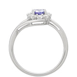 Inel din Argint 925 ( 1.93 grame ) cu Tanzanit AAA și Topaz Alb 0.81 Carate