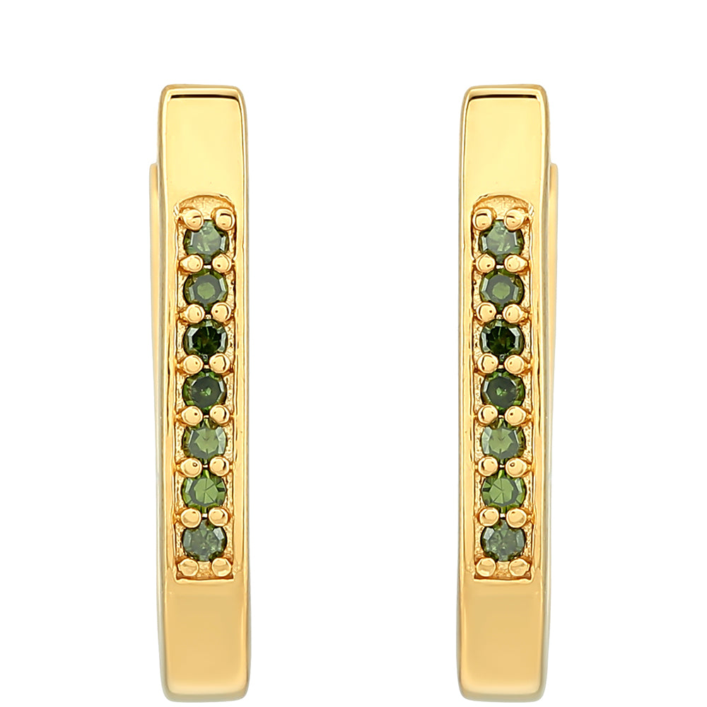 Cercei din Argint 925 Placat cu Aur ( 1.6 grame ) cu Diamant Verde 0.07 Carate