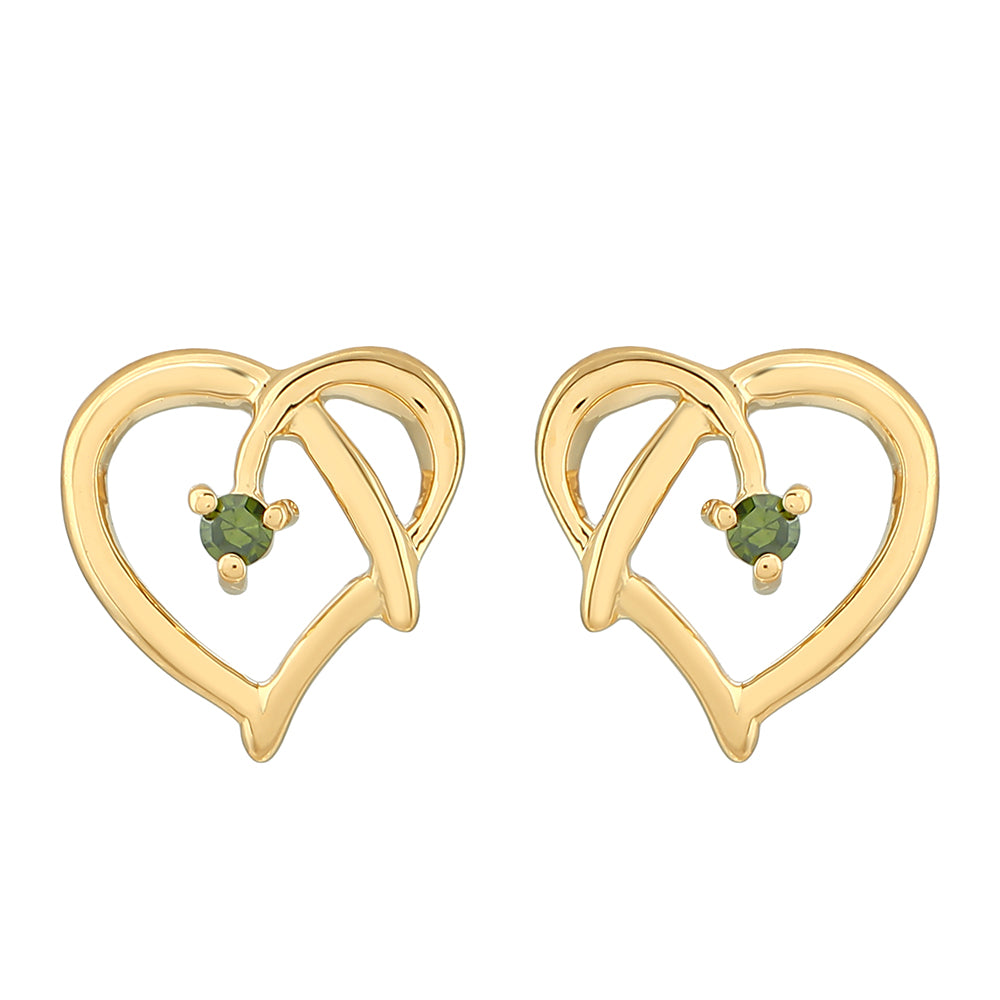 Cercei din Argint 925 Placat cu Aur ( 1.24 grame ) cu Diamant Verde 0.03 Carate