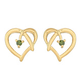 Cercei din Argint 925 Placat cu Aur ( 1.24 grame ) cu Diamant Verde 0.03 Carate