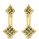 Cercei din Argint 925 Placat cu Aur ( 1.55 grame ) cu Diamant Verde 0.11 Carate