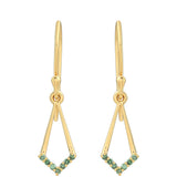 Cercei din Argint 925 Placat cu Aur ( 1.74 grame ) cu Diamant Verde 0.17 Carate