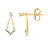 Cercei din Argint 925 Placat cu Aur ( 1.74 grame ) cu Diamant Verde 0.17 Carate