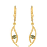 Cercei din Argint 925 Placat cu Aur ( 2.61 grame ) cu Diamant Verde 0.12 Carate