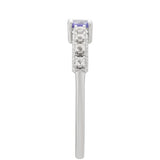 Inel din Argint 925 ( 1.71 grame ) cu Tanzanit AAA și Topaz Alb 0.42 Carate