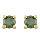 Cercei din Argint 925 Placat cu Aur ( 0.7 grame ) cu Diamant Verde 0.21 Carate