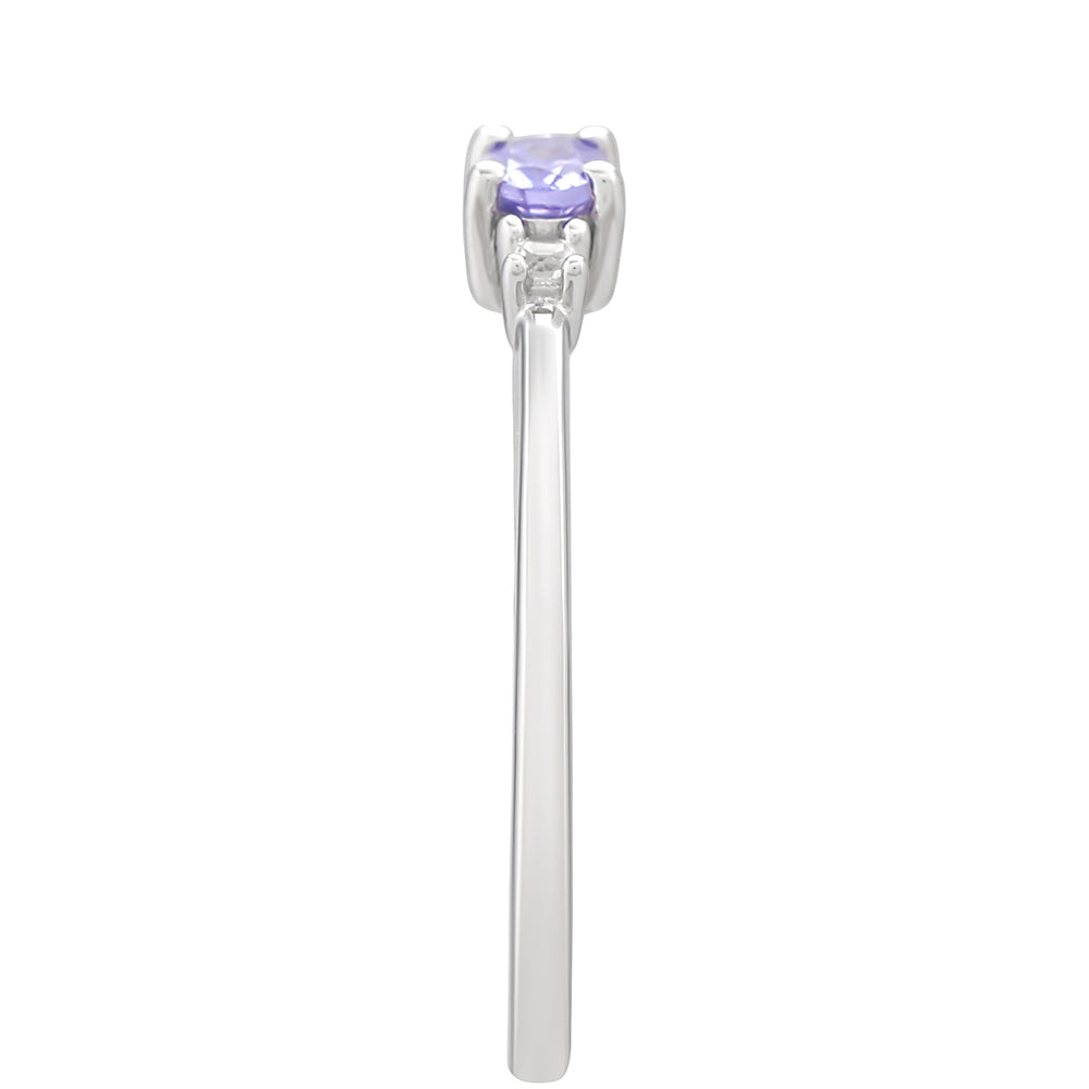 Inel din Argint 925 ( 1.14 grame ) cu Tanzanit AAA și Topaz Alb 0.21 Carate