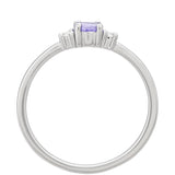 Inel din Argint 925 ( 1.14 grame ) cu Tanzanit AAA și Topaz Alb 0.21 Carate