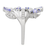 Inel din Argint 925 ( 3.98 grame ) cu Tanzanit AAA și Topaz Alb 1.24 Carate