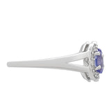 Inel din Argint 925 ( 2.3 grame ) cu Tanzanit AAA și Topaz Alb 1.17 Carate