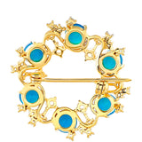 Broşă din Argint 925 Placat cu Aur ( 4.81 grame ) cu Opal Albastru Etiopian Paraiba și Topaz Alb 3.09 Carate