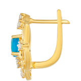 Cercei din Argint 925 Placat cu Aur ( 2.97 grame ) cu Opal Albastru Etiopian Paraiba și Topaz Alb 0.98 Carate