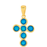 Cruce Pandantiv din Argint 925 Placat cu Aur ( 2.9 grame ) cu Opal Albastru Etiopian Paraiba 1.13 Carate