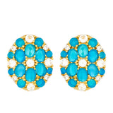 Cercei din Argint 925 Placat cu Aur ( 3.26 grame ) cu Opal Albastru Etiopian Paraiba și Topaz Alb 2.52 Carate