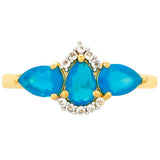 Inel din Argint 925 Placat cu Aur ( 1.66 grame ) cu Opal Albastru Etiopian Paraiba și Topaz Alb 1.07 Carate