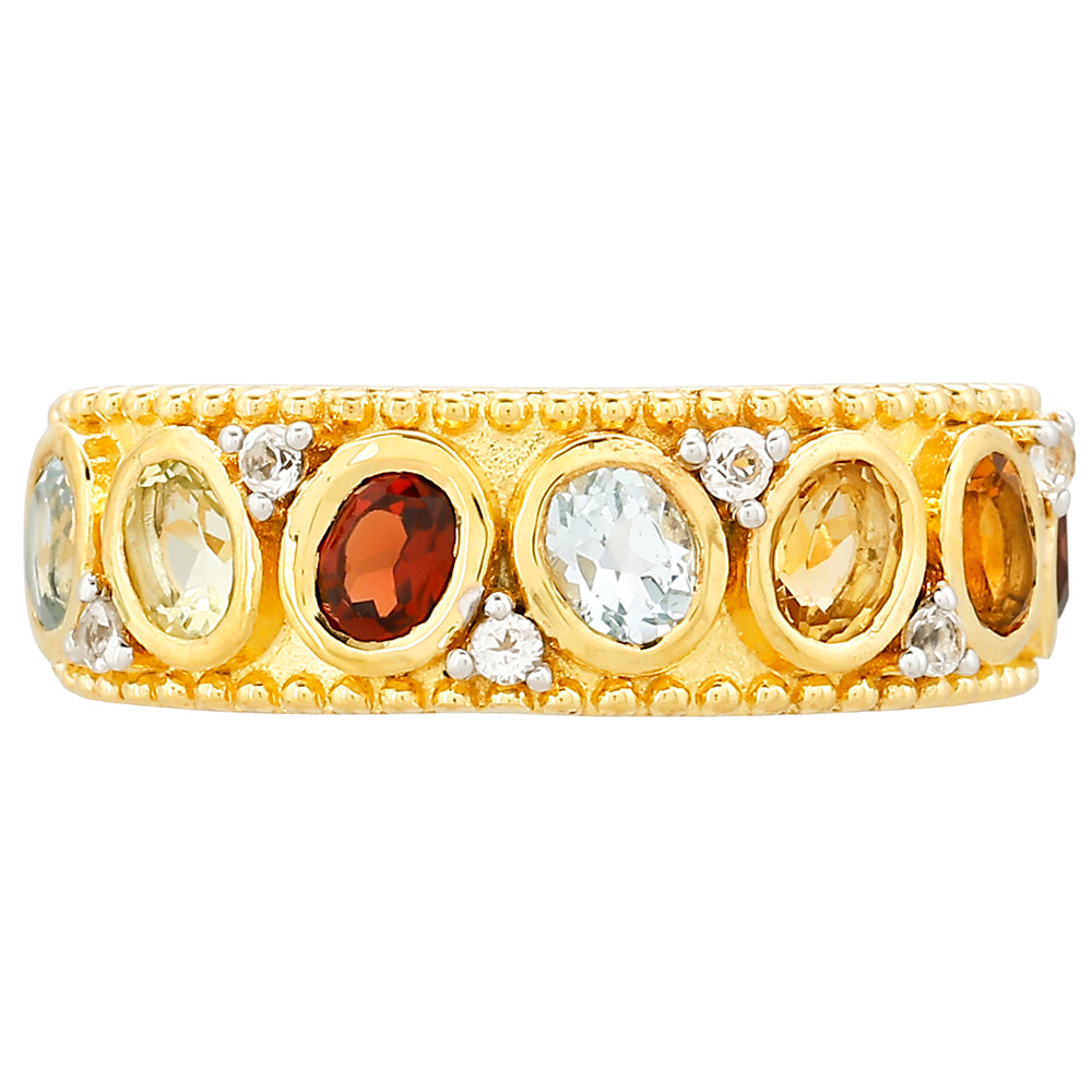 Inel din Argint 925 Placat cu Aur ( 4.24 grame ) cu Granat și Citrin Madeira 1.47 Carate