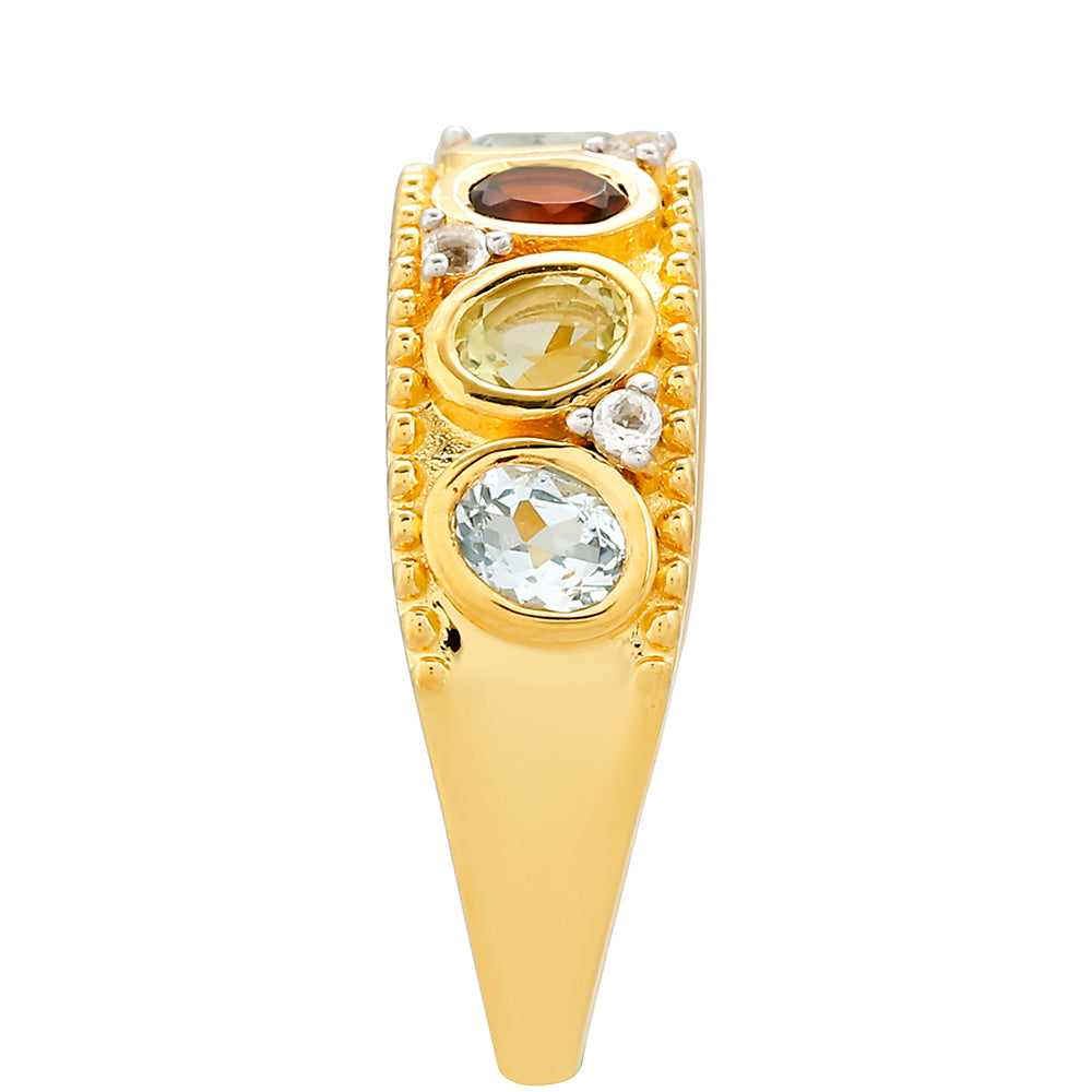 Inel din Argint 925 Placat cu Aur ( 4.24 grame ) cu Granat și Citrin Madeira 1.47 Carate