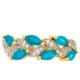 Inel din Argint 925 Placat cu Aur ( 2.53 grame ) cu Opal Albastru Etiopian Paraiba și Topaz Alb 0.65 Carate