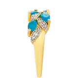 Inel din Argint 925 Placat cu Aur ( 2.53 grame ) cu Opal Albastru Etiopian Paraiba și Topaz Alb 0.65 Carate