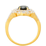 Inel din Argint 925 Placat cu Aur ( 3.48 grame ) cu Turmalină Neagră și Topaz Alb 2.07 Carate