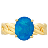 Inel din Argint 925 Placat cu Aur ( 3.43 grame ) cu Opal Albastru Etiopian Paraiba 1.55 Carate