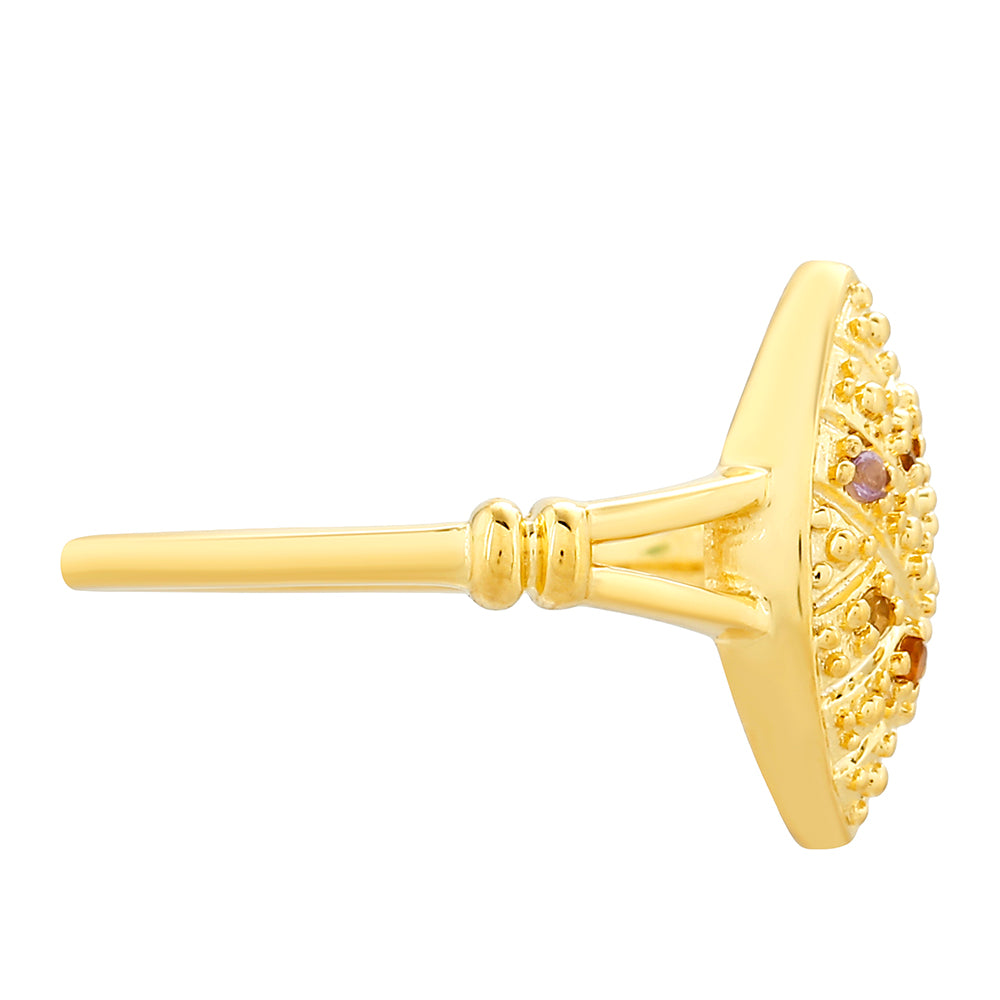 Inel din Argint 925 Placat cu Aur ( 2.21 grame ) cu Ametist și Citrin Madeira 0.06 Carate