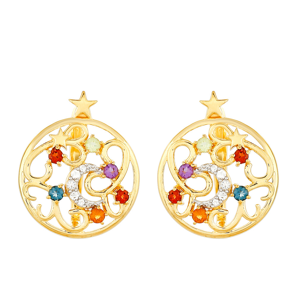 Cercei din Argint 925 Placat cu Aur ( 3.43 grame ) cu Ametist și Citrin 0.55 Carate