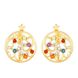 Cercei din Argint 925 Placat cu Aur ( 3.43 grame ) cu Ametist și Citrin 0.55 Carate