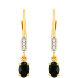 Cercei din Argint 925 Placat cu Aur ( 1.43 grame ) cu Turmalină Neagră și Topaz Alb 0.96 Carate