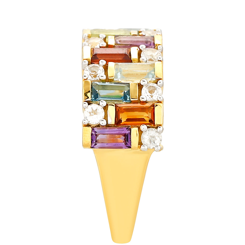 Inel din Argint 925 Placat cu Aur ( 3.82 grame ) cu Ametist și Citrin 1.89 Carate