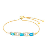 Brățară din Argint 925 Placat cu Aur ( 3.96 grame ) cu Opal Albastru Etiopian Paraiba și Topaz Alb 1.24 Carate