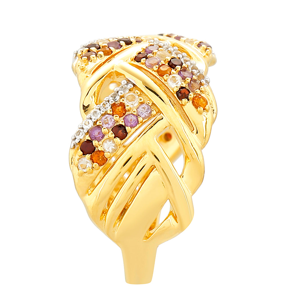 Inel din Argint 925 Placat cu Aur ( 4.96 grame ) cu Ametist și Citrin Madeira 0.8 Carate