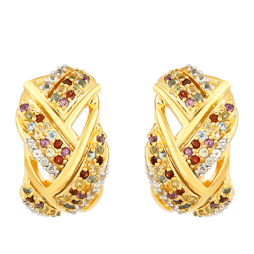 Cercei din Argint 925 Placat cu Aur ( 6.04 grame ) cu Ametist și Citrin 0.67 Carate