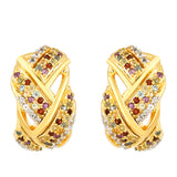 Cercei din Argint 925 Placat cu Aur ( 6.04 grame ) cu Ametist și Citrin 0.67 Carate