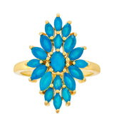 Inel din Argint 925 Placat cu Aur ( 3.27 grame ) cu Opal Albastru Etiopian Paraiba 1.32 Carate