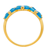 Inel din Argint 925 Placat cu Aur ( 2.52 grame ) cu Opal Albastru Etiopian Paraiba și Topaz Alb 1.09 Carate