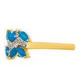 Inel din Argint 925 Placat cu Aur ( 2.52 grame ) cu Opal Albastru Etiopian Paraiba și Topaz Alb 1.09 Carate