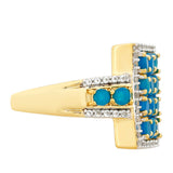 Inel din Argint 925 Placat cu Aur ( 4.55 grame ) cu Opal Albastru Etiopian Paraiba și Topaz Alb 1.38 Carate